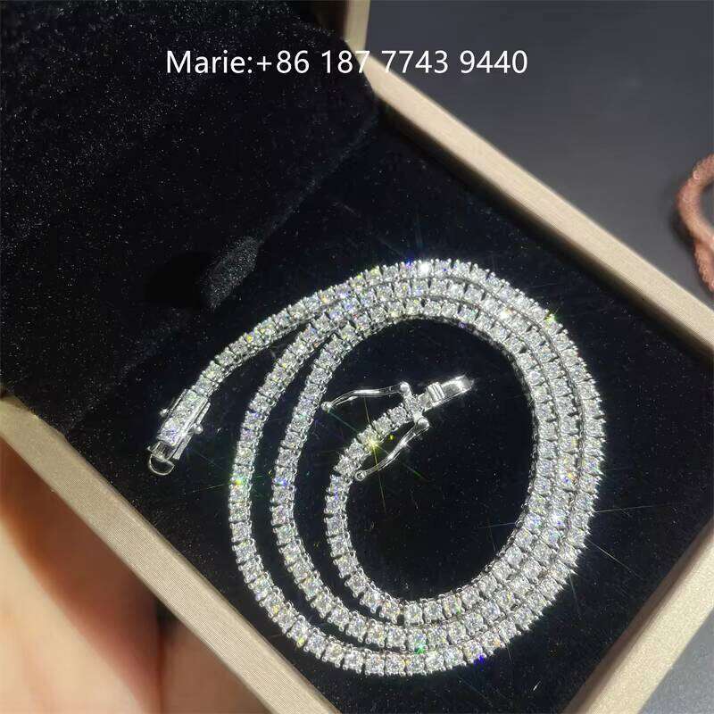 Gift For Gilr Custom Hip Hop Sterling Sier Moissanite Dia Rings Tennis Chain Jewelry Set