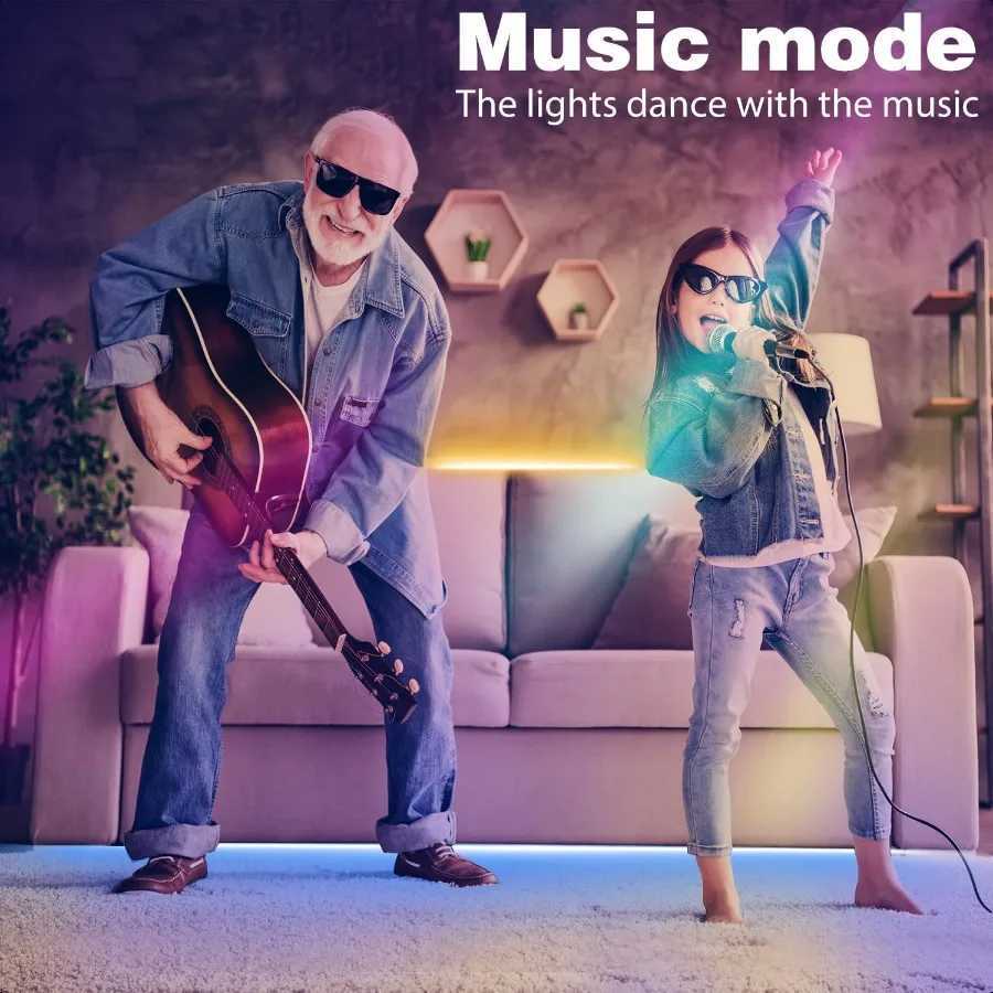 LED Lights for Bedroom 50FT RGB LED Strip Lights Color Changing Indoor Music Sync LED Light Strip with Remote and App Control D W250701