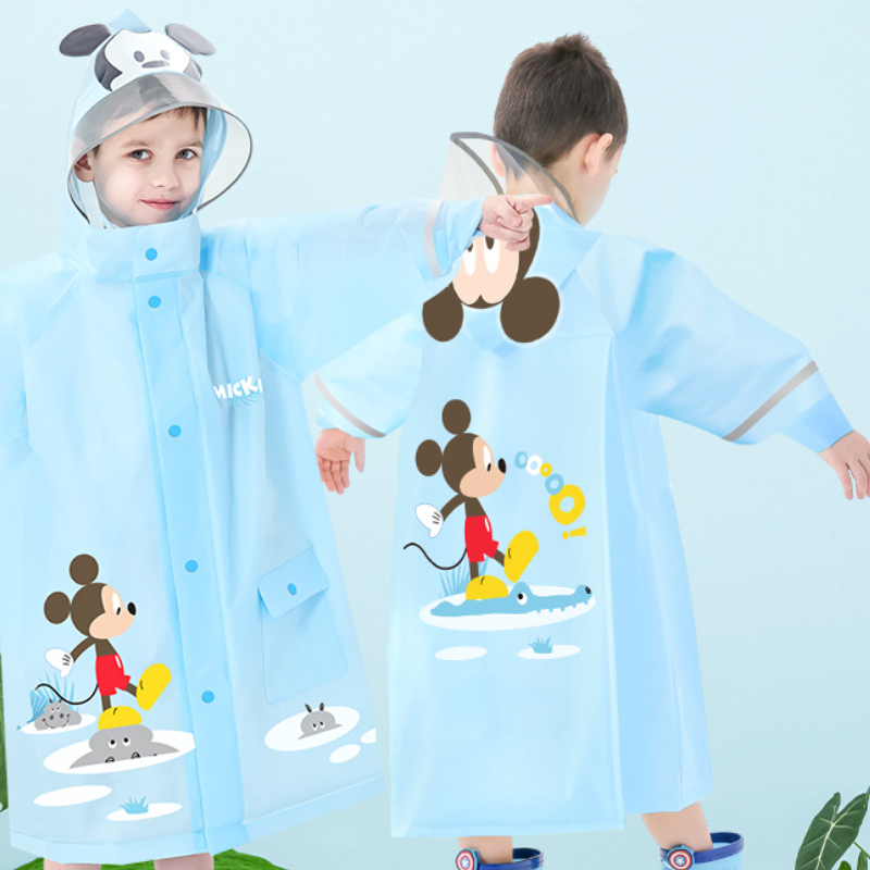 Disney Unisex Children's Waterproof Raincoat with Hidden Buttons and Large Brim for Students Raincoat with Waterproof and Stain-resistant Backpac