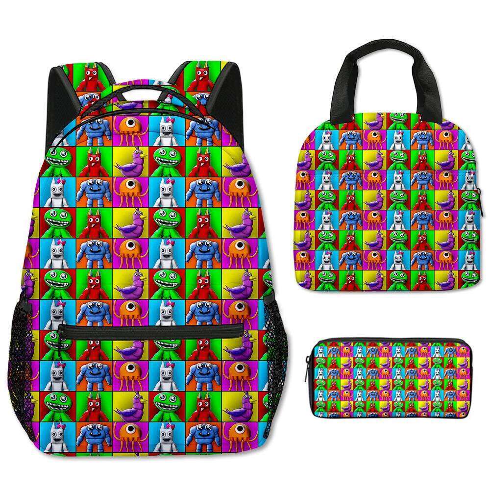 Novelty Cool New Garten of Ban 3D Printed 3pcs/Set Student School Bags Laptop Backpack portable Lunch bag Pencil Case