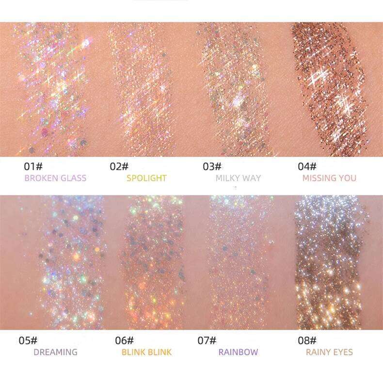 Flortte Shiny Heart Attack Liquid Eyeshadow Shimmer Sequins Glitter Shine Brighten Lying Silkworm Highlighter Eye Makeup Beauty X2507