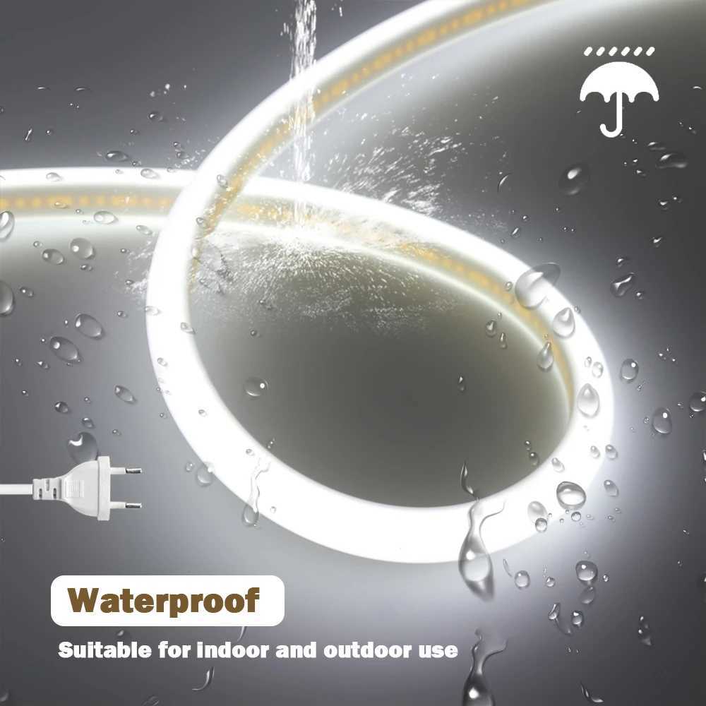 AC 220V 270 Degree Light COB Strip 288Leds/M IP65 Waterproof Milky White Flexible Ribbon Rope Tape LED Neon Light W250701