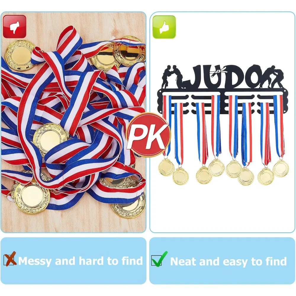 Judo Medal Hanger Display Sports Medal Holder Race Medal Hangers Metal Awards Rack Ribbon Display Organizer Wall Mount 250701