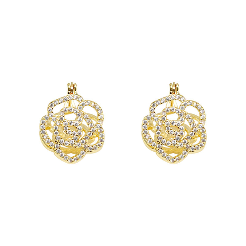 New Double-sided French Ladies' Jewelry Earrings Rose Zircon Earrings High-end Design Sense Light Designer Earrings Luxury Earrings Small Exquisi