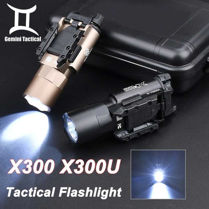Tactical Surefire X300U X300 Ultra X300U-A Flashlight 600 Lumens LED Pistol Light Airsoft Rifle Hunting Gun Weapon Light 20MM Rail XJ250701