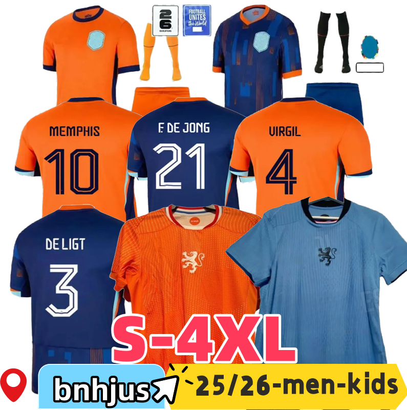 25 26 Holland soccer jerseys XAVI GAKPOJONG VIRGIL DUMFRIES BERGVIJN Netherlands Shirt KLAASSEN BLIND DE LIGT Men Retro football shirt fans player kits Men Kids kit