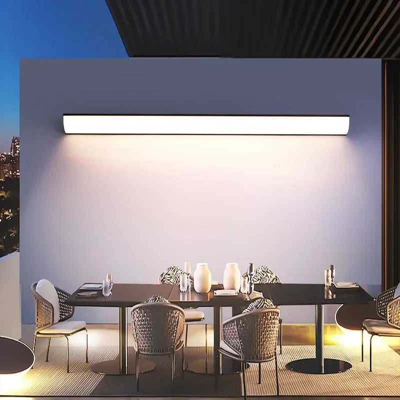 Long Strip Wall Lamp Minimalist Waterproof Outdoor LED Wall Lights Garden Villa Porch Courtyard Sconce Background Wall Light XJ250624