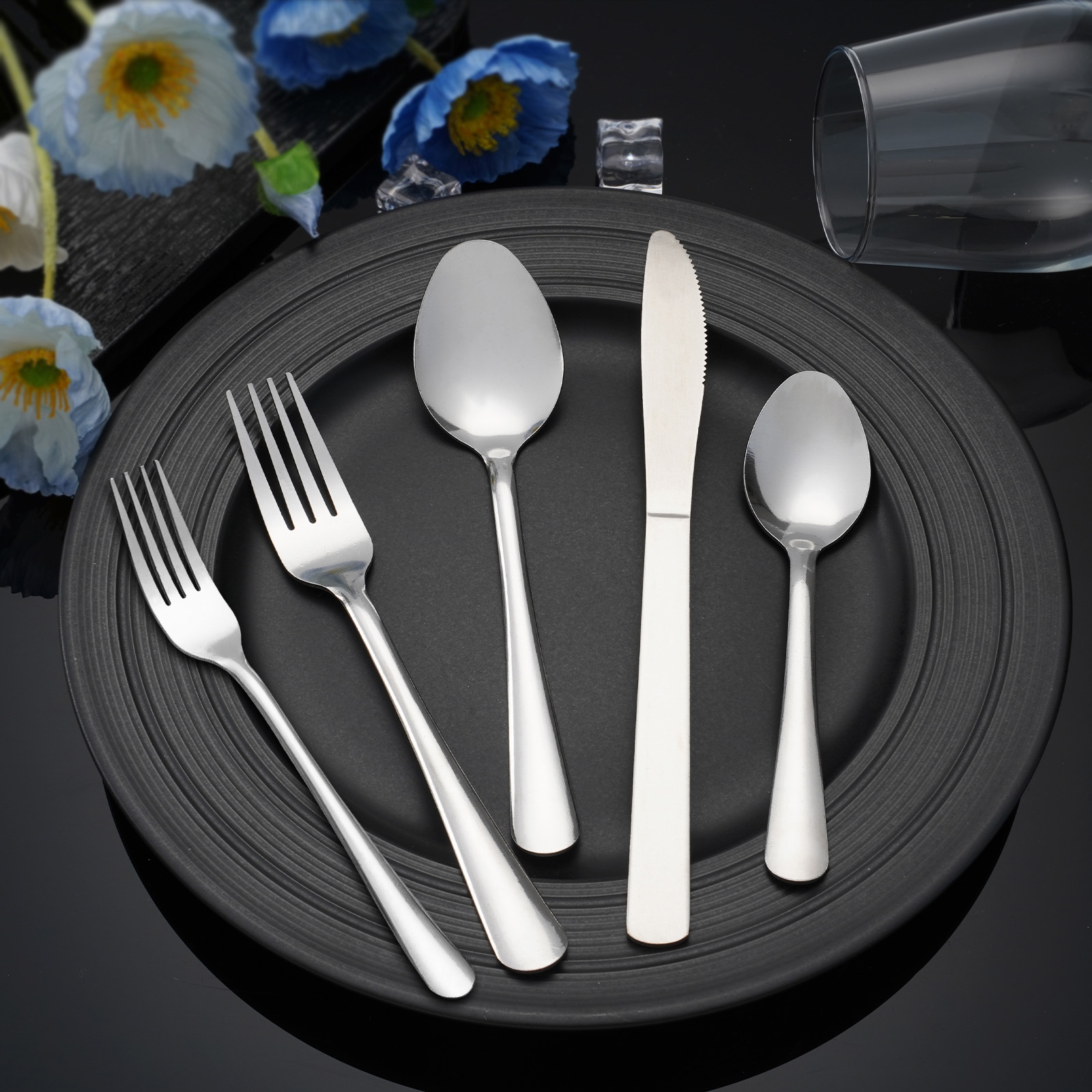 Windsor 60pcs Stainless Steel Flatware Set Service for 12, for Hotel/Restaurant/Wedding/Camping/Daily, Dishwasher Safe