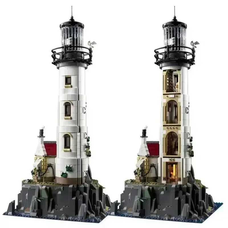 Electric Lighthouse Model Building Block Motorized Bricks Assembly Kids Toys For Children Birthday Christmas Gifts Y250701