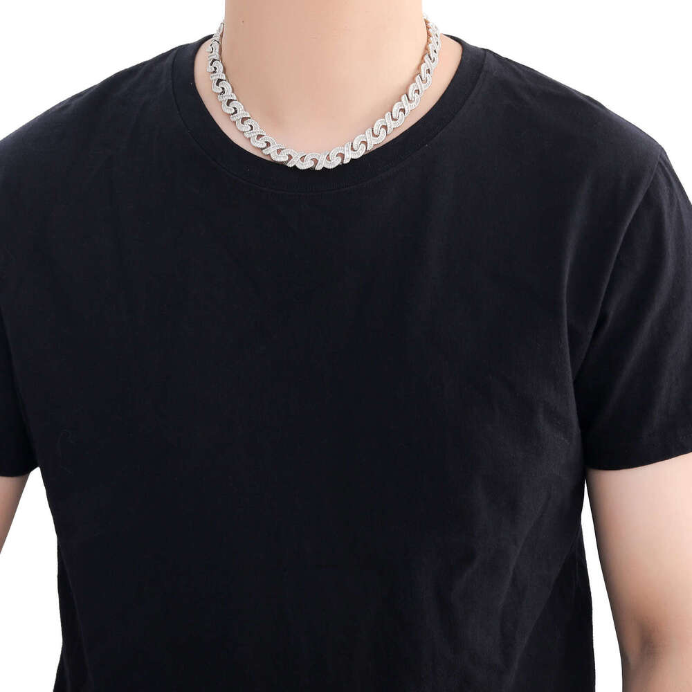 Figure 8 T Square 12mm Infinite Inlaid with Zircon Cuban Chain Hip Hop Personality Street Necklace 8621