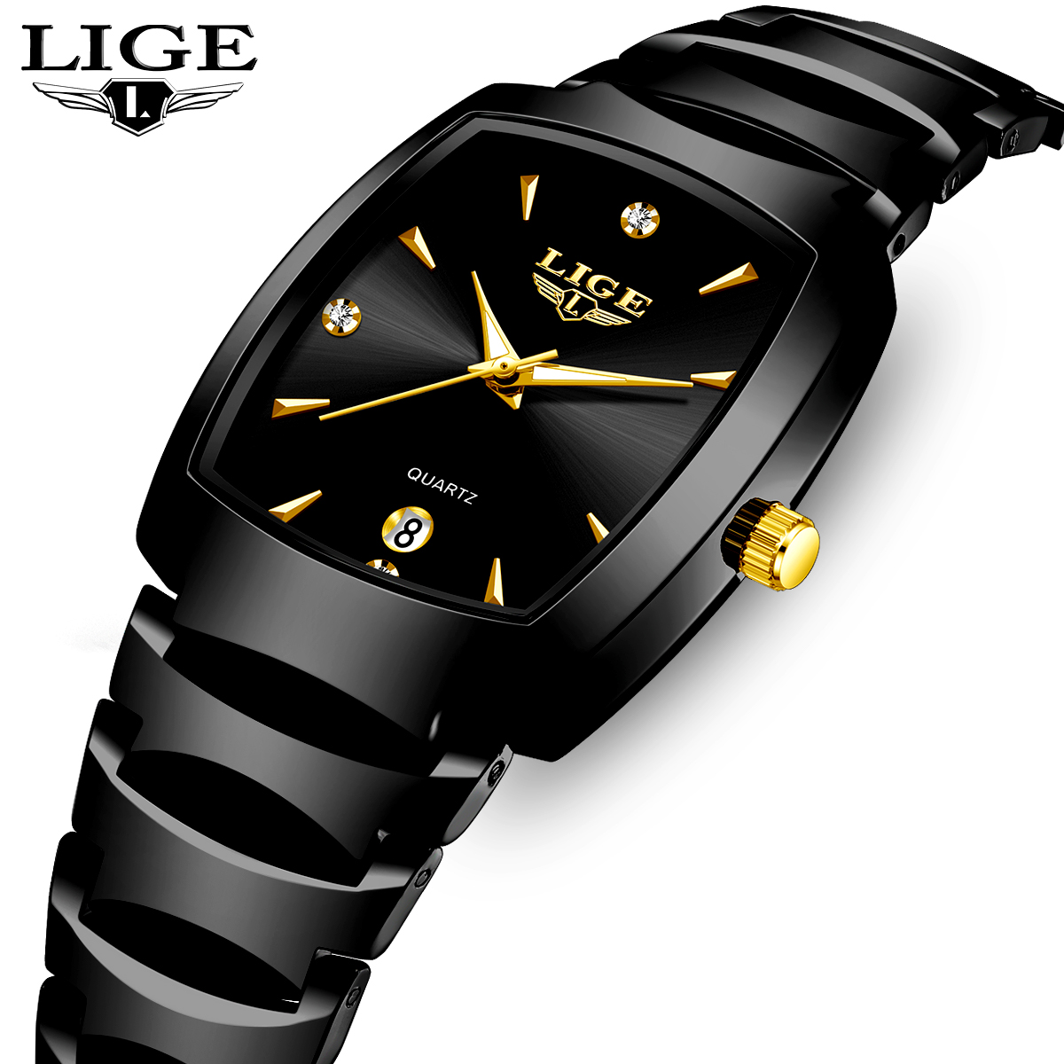 LIGE Quartz Watch Waterproof Watch Top Brand Men's and Women's Universal Style Square Case Fashion Business Watch Holiday Gift Student Watch