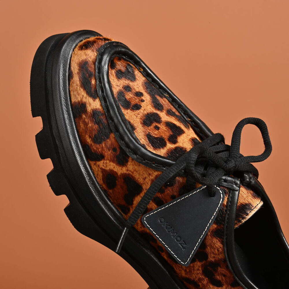 Fashion casual shoes Exotic Leopard Print Platform Oxford Shoes with Chunky Sole Okimoz