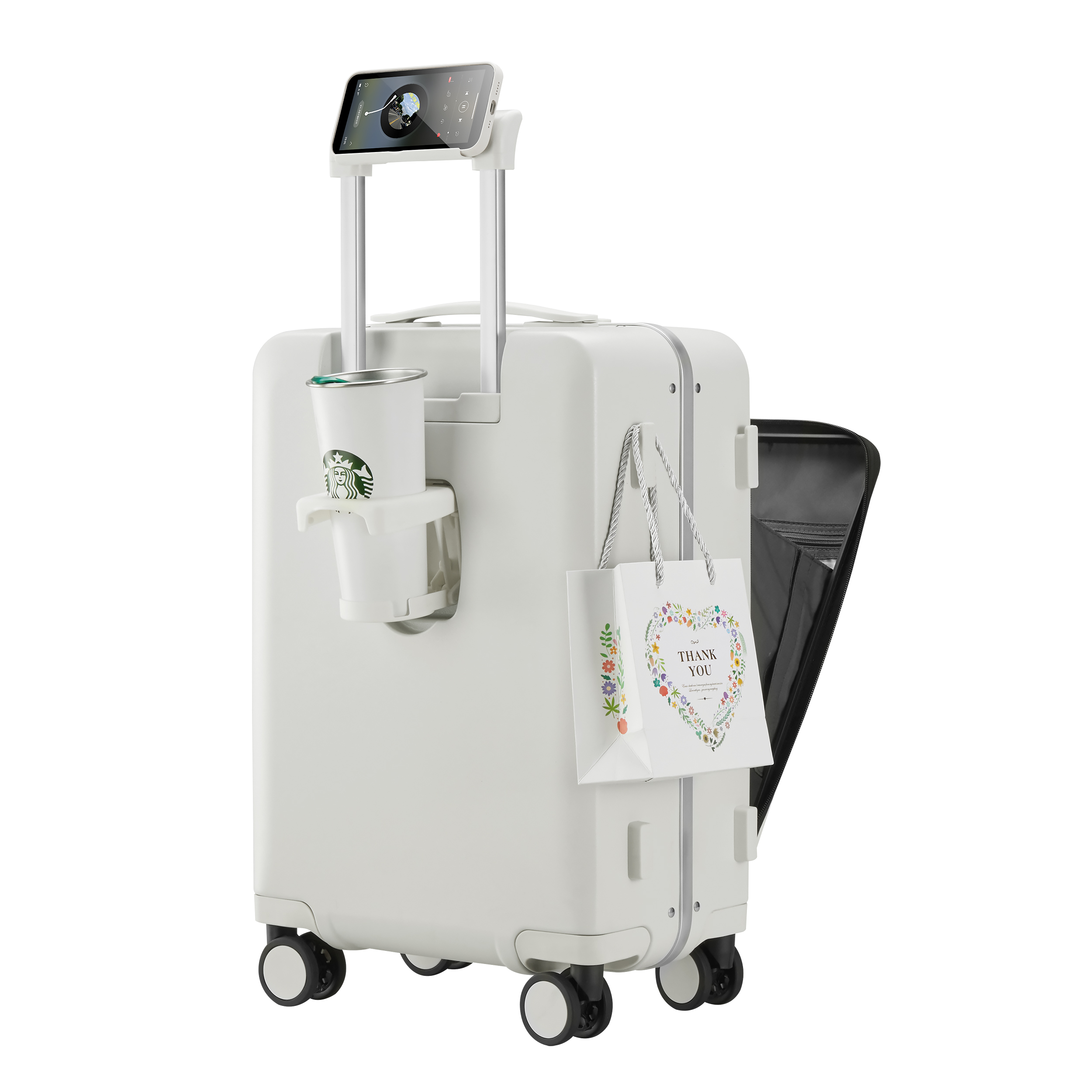 Durable New Travel Suitcase with Cup Holder - Leisure Luggage, 24 Inch Password Box