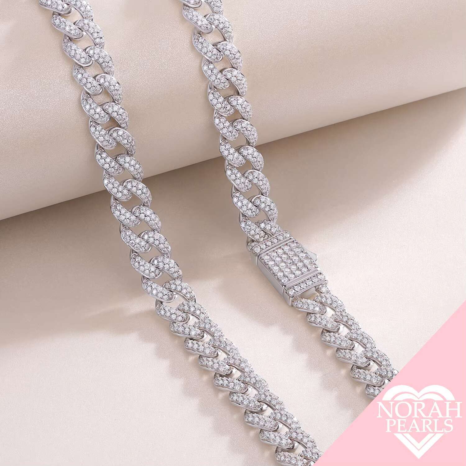 10mm Full Moissanite Cuban Link Necklace - GRA Certified Jewelry Wholesale - Classic Round Cut