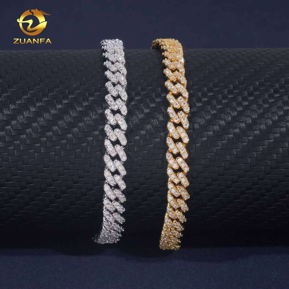 6Mm Hip Hop Jewelry Necklace Iced Out Sterling Sier VVS Moissanite Cuban Link Bracelet