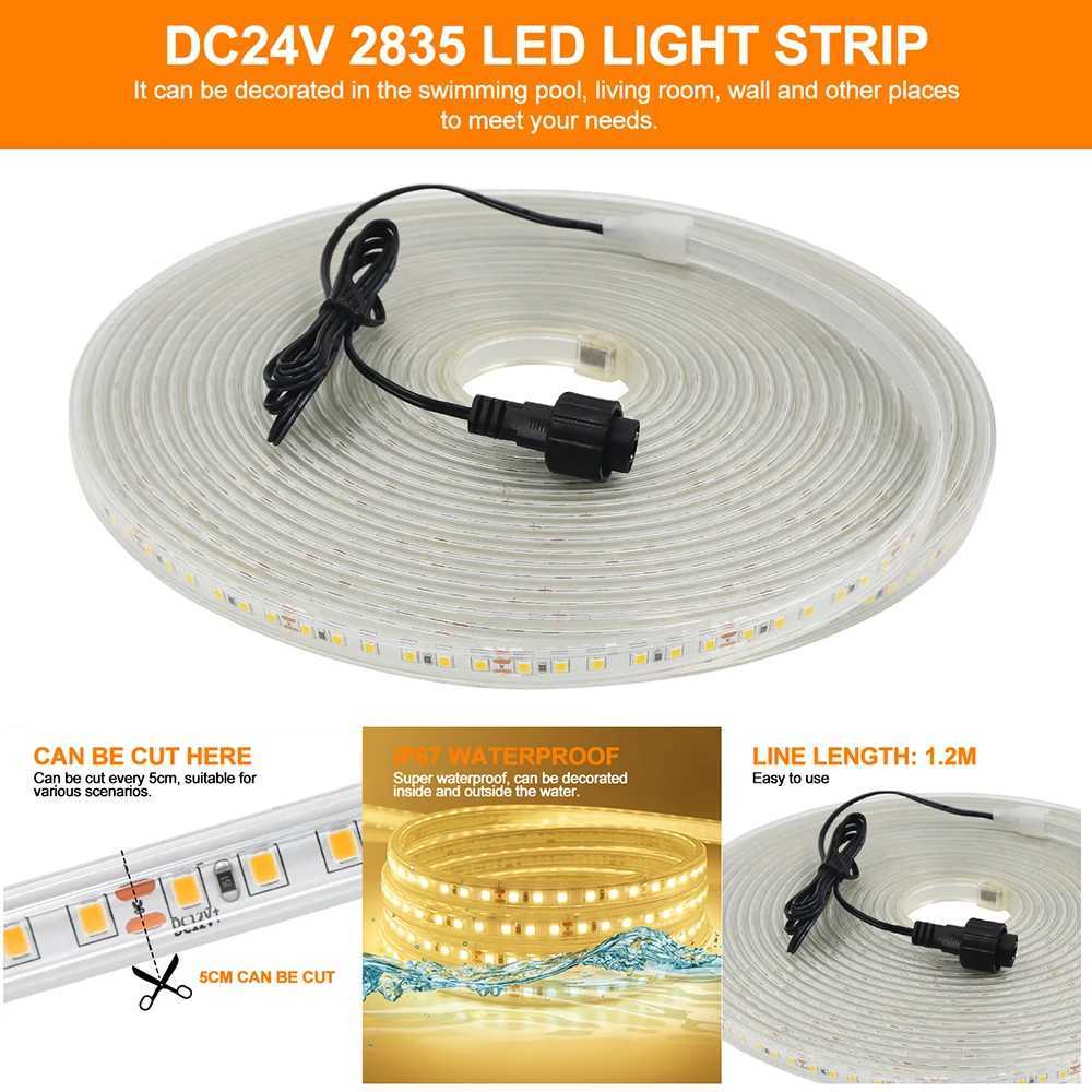 Solar Waterproof LED Light Strip 24V 8 Modes 2835 120LEDs/m Flexible Lamp IP67 Party Garden Outdoor Decoration 0.5m 1m 2m 5m 10m W250701