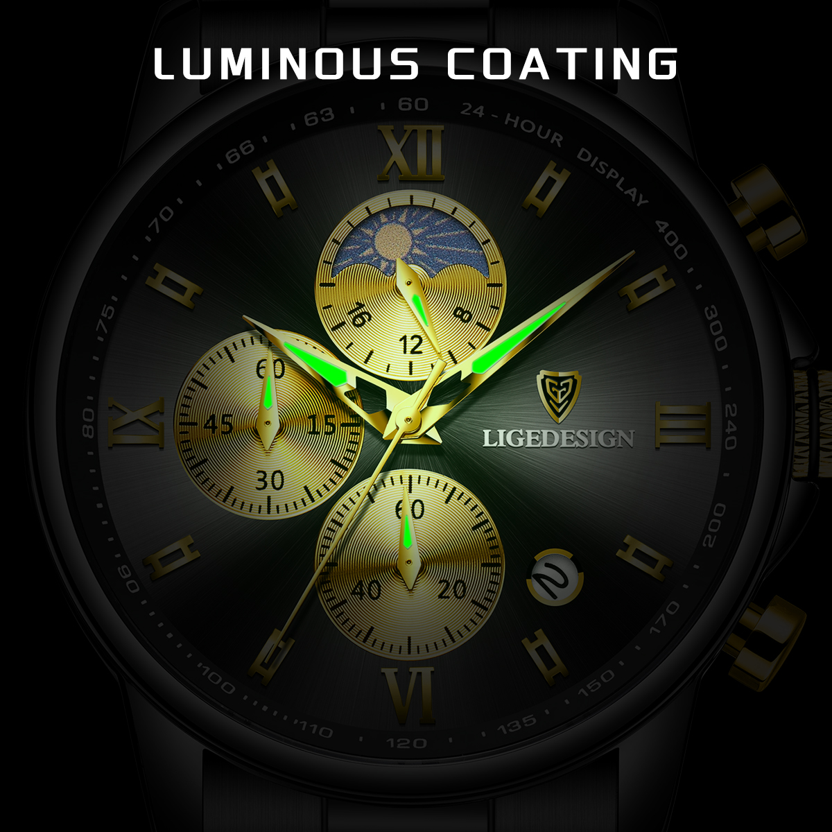 LIGE Men's Quartz Watch Sports Waterproof Watch Top Brand Style Square Case Fashion Business Watch Holiday Gift Teen Watch Student Watch Chronogr