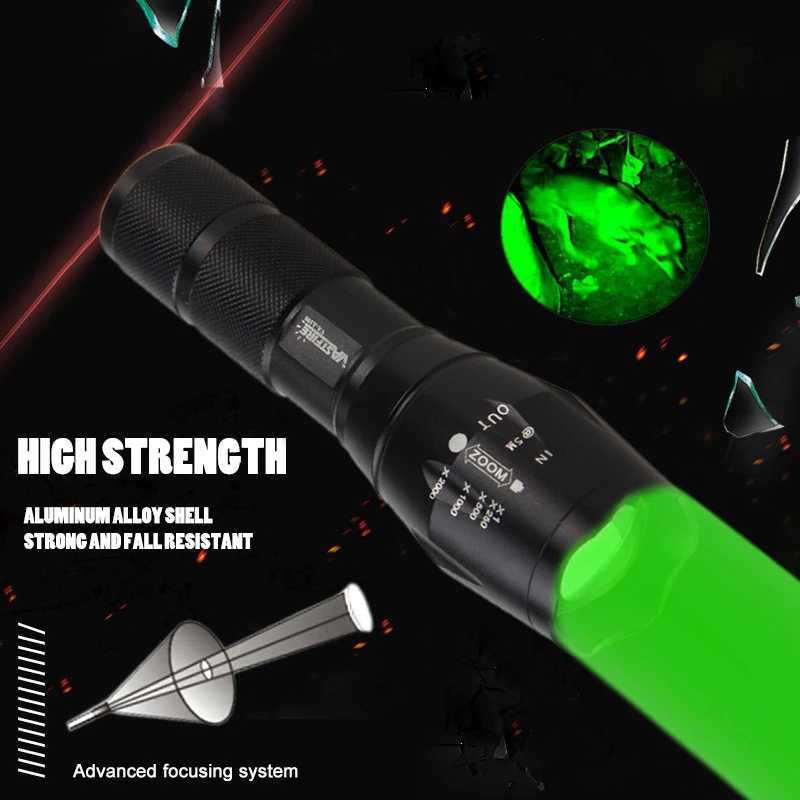 5000LM Green/Red/White Light Hunting Flashlight Tactical LED Torch +Remote Pressure Switch+Rifle Mount +18650 Battery+Charger XJ250701