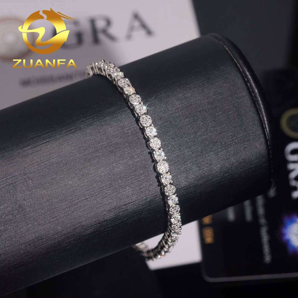 New Design Fashion Jewelry Iced Out 38Mm Pure Sier GRA Certified VVS Silicon Tennis Bracelet