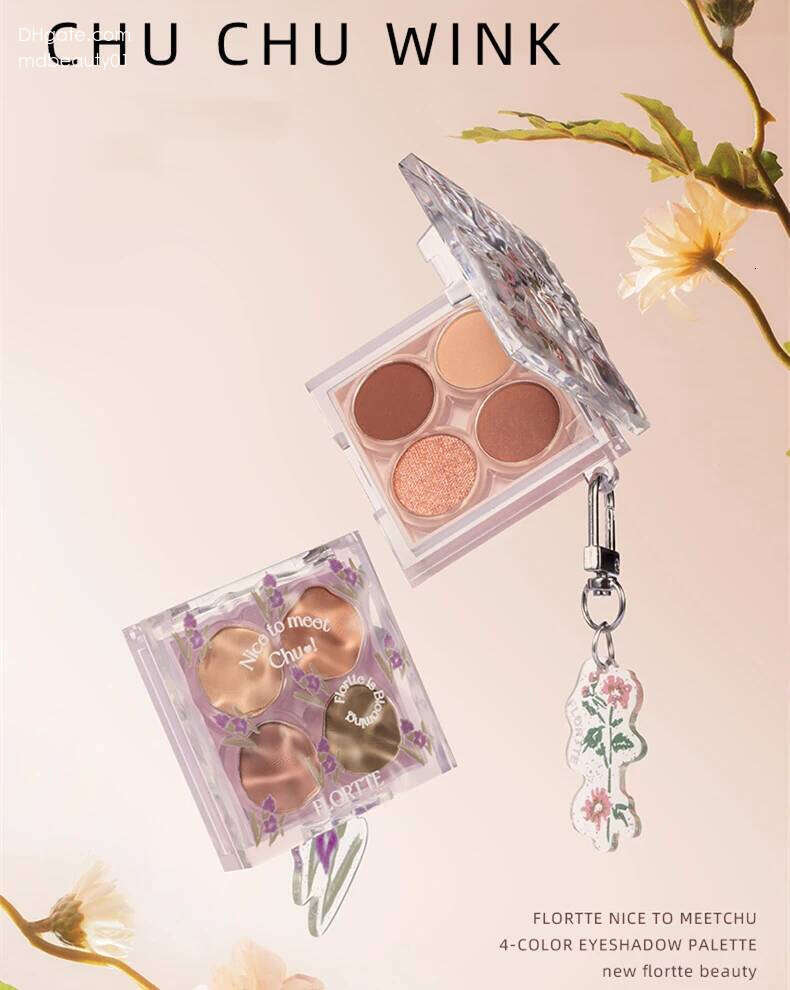 FLORTTE Shadow Palette 4 Color Matte Shimmer Sequins Pigment Eyeshadow Waterproof Eye Makeup Women Beauty Cosmetics X250702