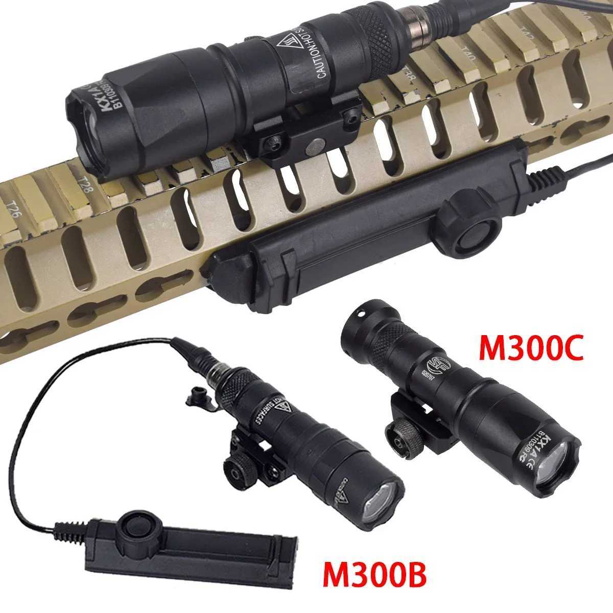 Surefire M300C M300B LED Flashlight M300 Series Scout Torch Fit 20MM Rail MLOK Mount KEYMOD Base Hunting M300B Weapon Gun LightXJ250701
