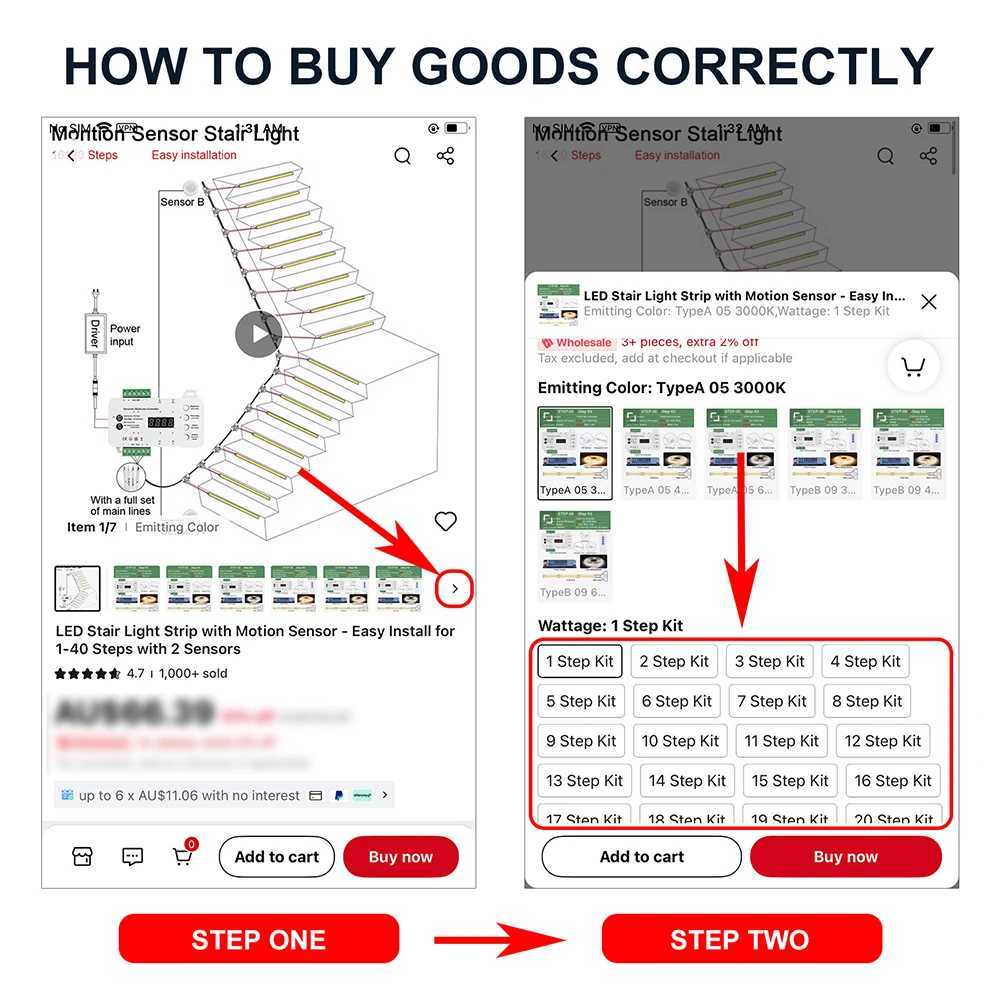 1-40 Steps LED Stair Light Strip Motion Sensor Stairs LED Strip Light With 2 Sensor Easy Installation Stairway Step Light Strip W250701