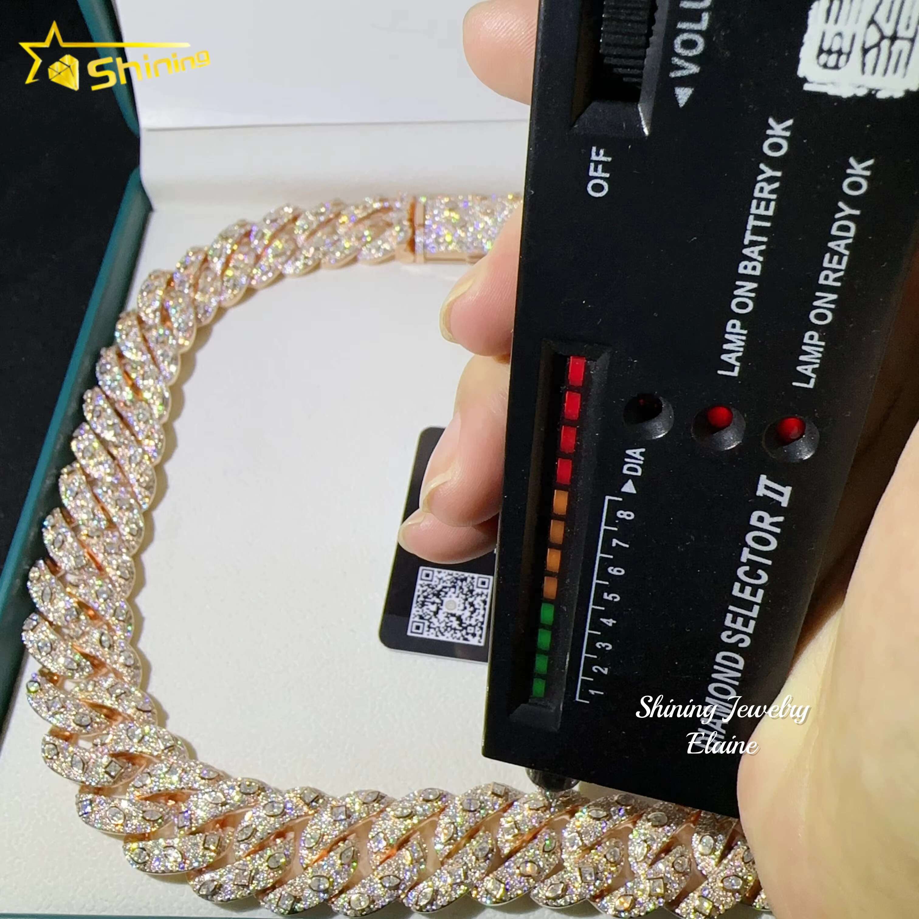 High Quality Hip Hop Custom Diamond Cuban Link 20MM Width Iced Out Jewelry 925 Sterling Silver Moissanite Cuban Link Chain