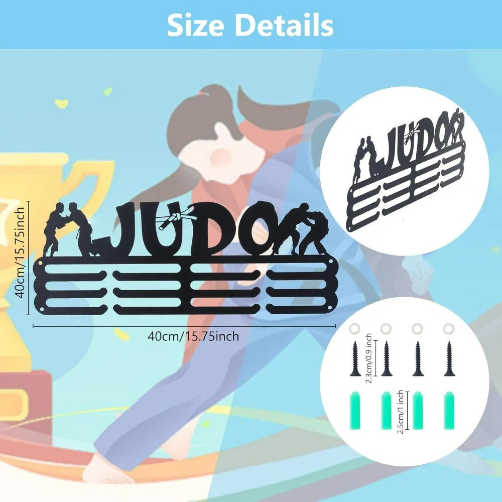 Judo Medal Hanger Display Sports Medal Holder Race Medal Hangers Metal Awards Rack Ribbon Display Organizer Wall Mount 250701
