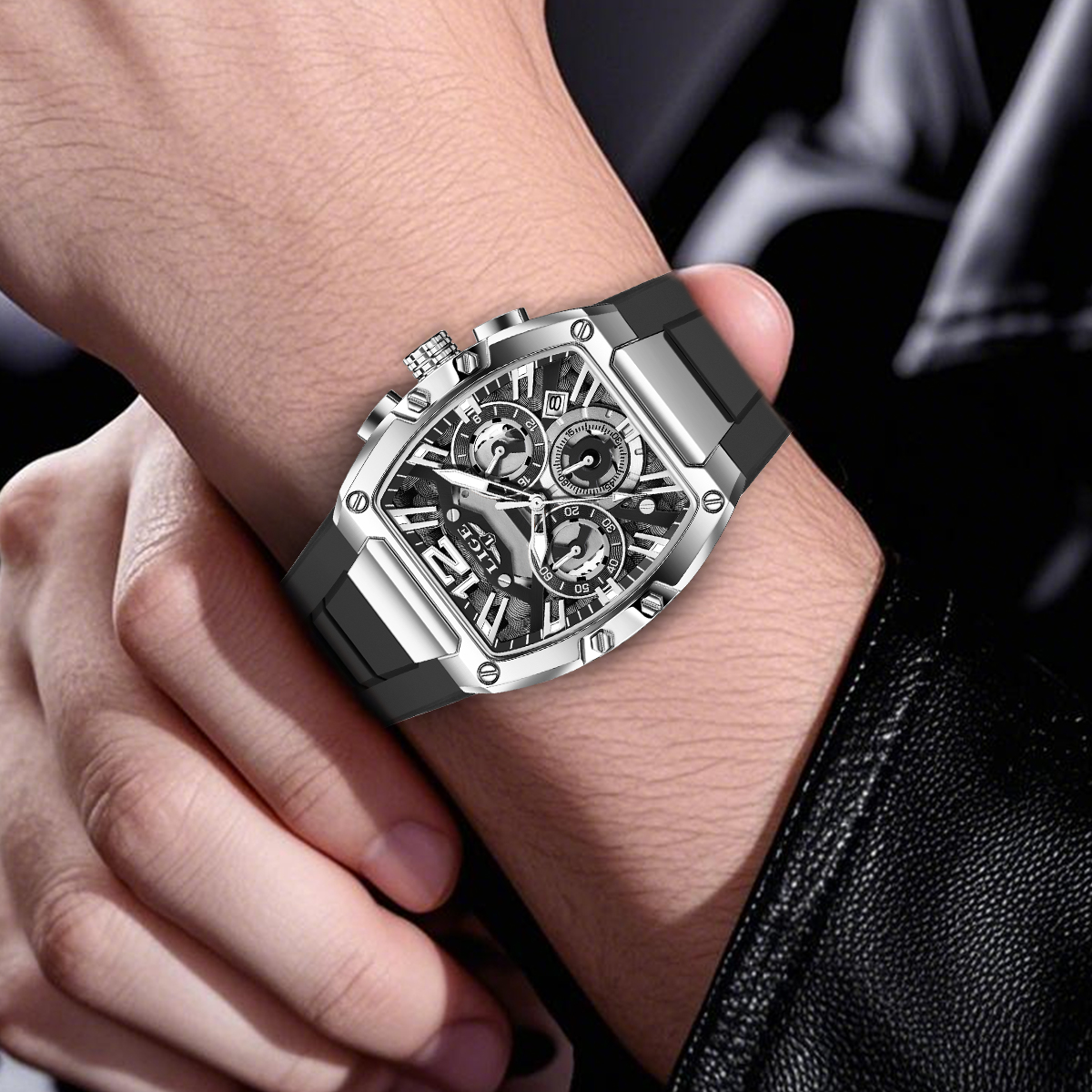 LIGE Men's Quartz Watch Fashion Business Watch Multifunctional Chronograph 24-hour Small Dial Holiday Gift Teen Watch Waterproof Watch