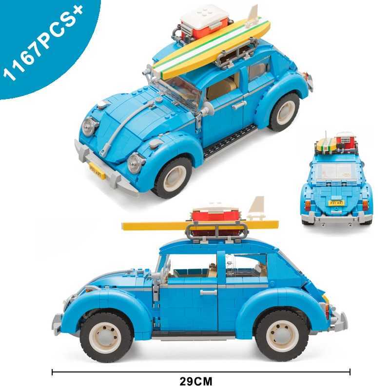 1167PCS Blue Beetle Camper Car Building Blocks Technical Set Model Creative Vehicle MOC Assembly Toys Bricks For Children Gifts XJ250702