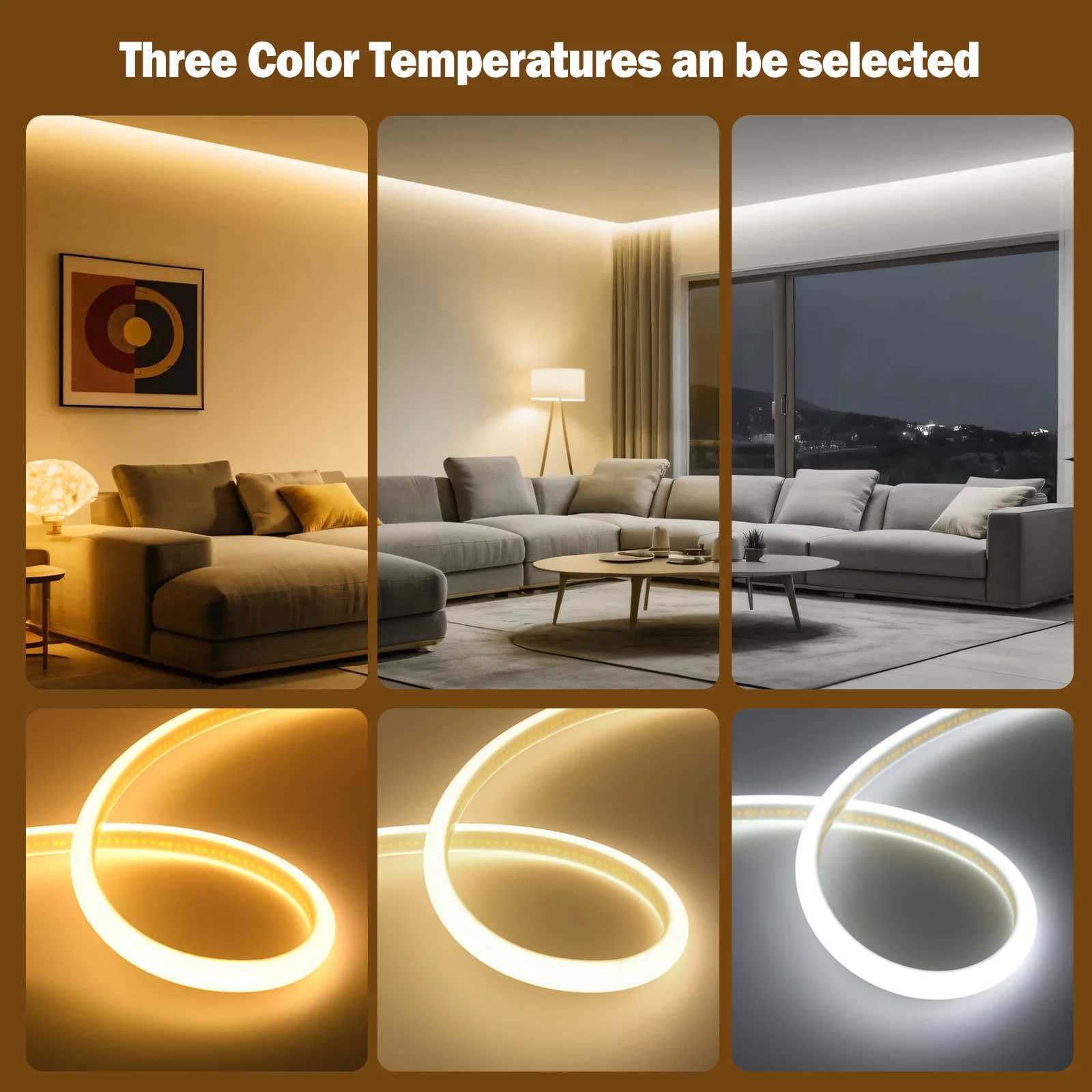 AC 220V 270 Degree Light COB Strip 288Leds/M IP65 Waterproof Milky White Flexible Ribbon Rope Tape LED Neon Light W250701