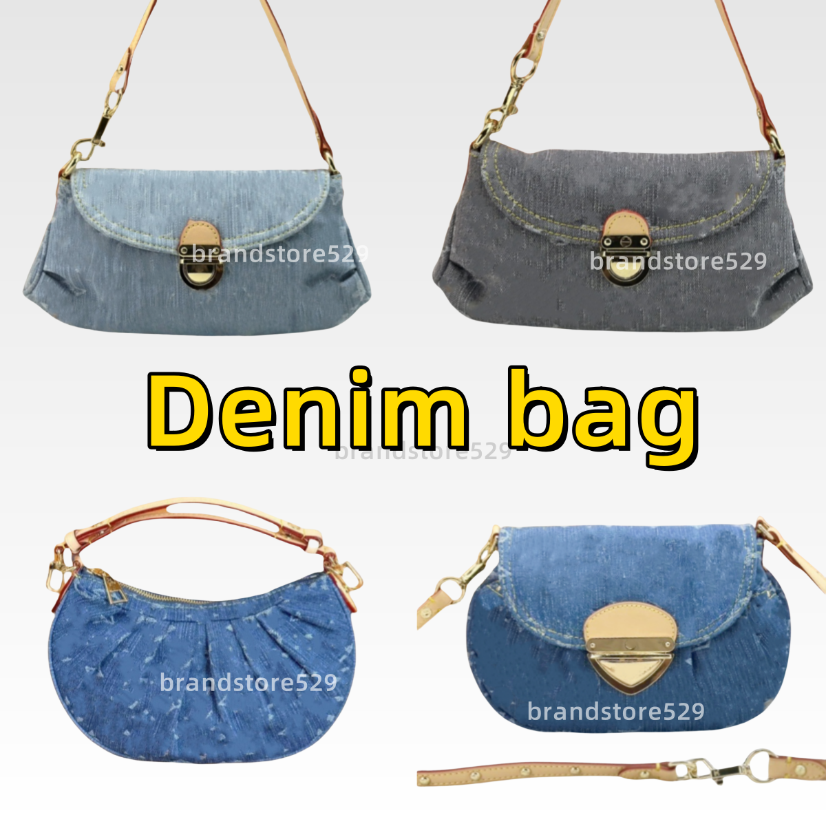 Denim bag luxury bag Shoulder Bags For Women 2025 Designer small Handbags Light Blue Underarm Casual Street Crossbody Totes