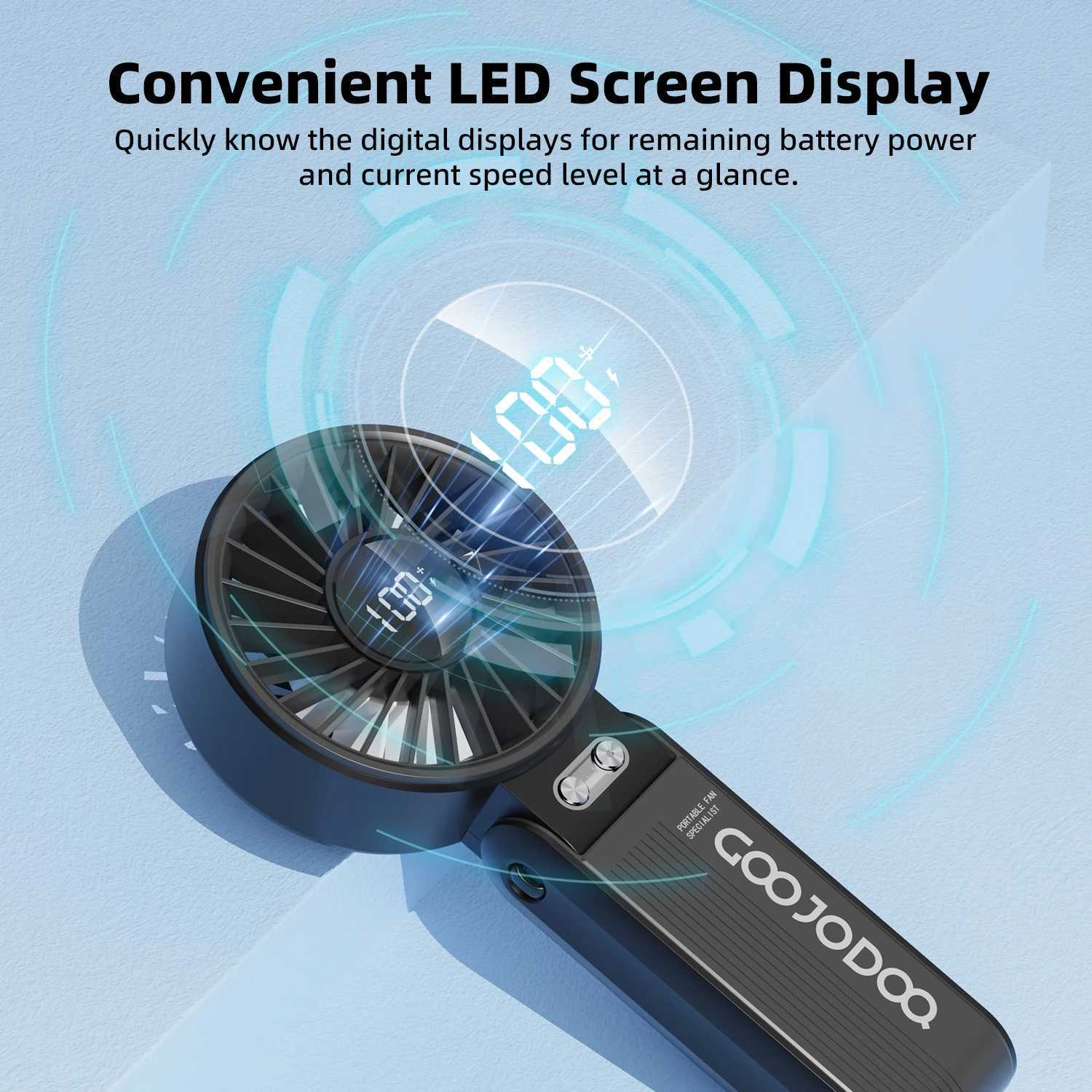 GOOJODOQ Portable Versatile Mini Fan Quiet and High-speed Airflow 100-level Stepless Speed 4000mAh Adjustment Folding Neck Fan XJ250702