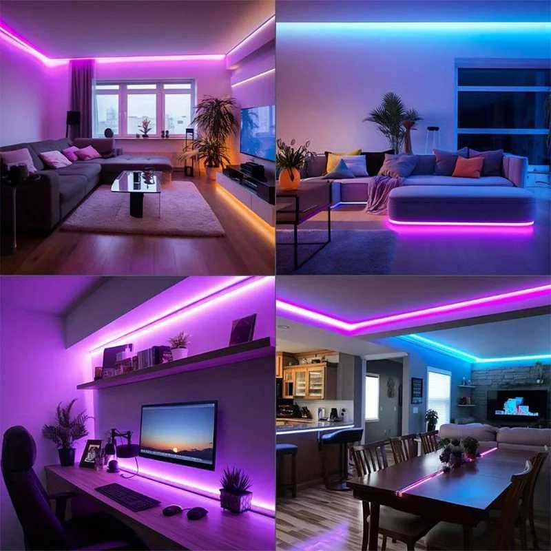 RGB LED Strip Lights 5m 10m 20m 30m LED Room Light with APP Control Flexible Ribbon LED Tape for Room Bedroom Decoration W250701