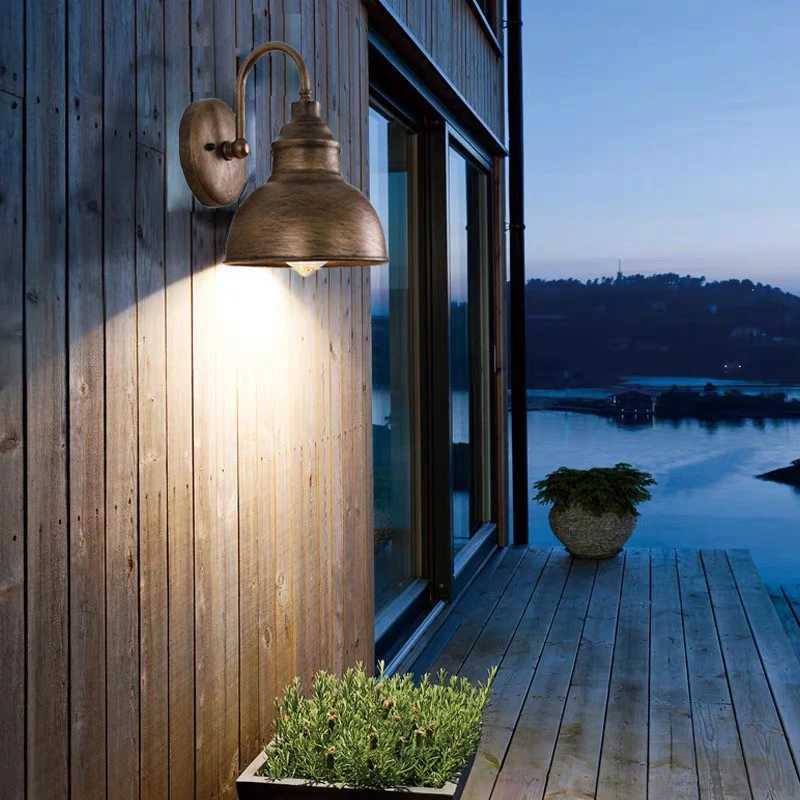 Outdoor Retro Industrial Wall Lamp Iron Copper Color 40W Warm Light Waterproof Villa Courtyard Garden Balcony Porch LightingXJ250624