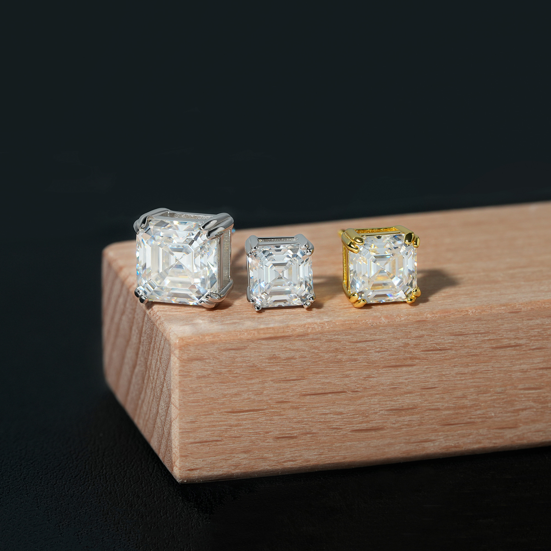925 Sterling Silver Luxury VVS GRA Gertificate Asscher Cut Men Women Custom Fine Jewelry Moissanite Stud Earrings