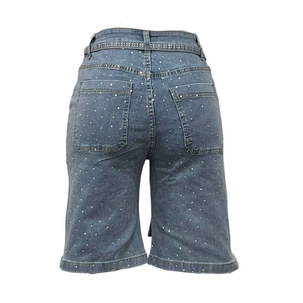 hoodie Wear Women Pants Summer Fashion Dias Elasticity Denim With Belt Streetwear Casual Lady Baggy Straight Jeans Shorts jacket