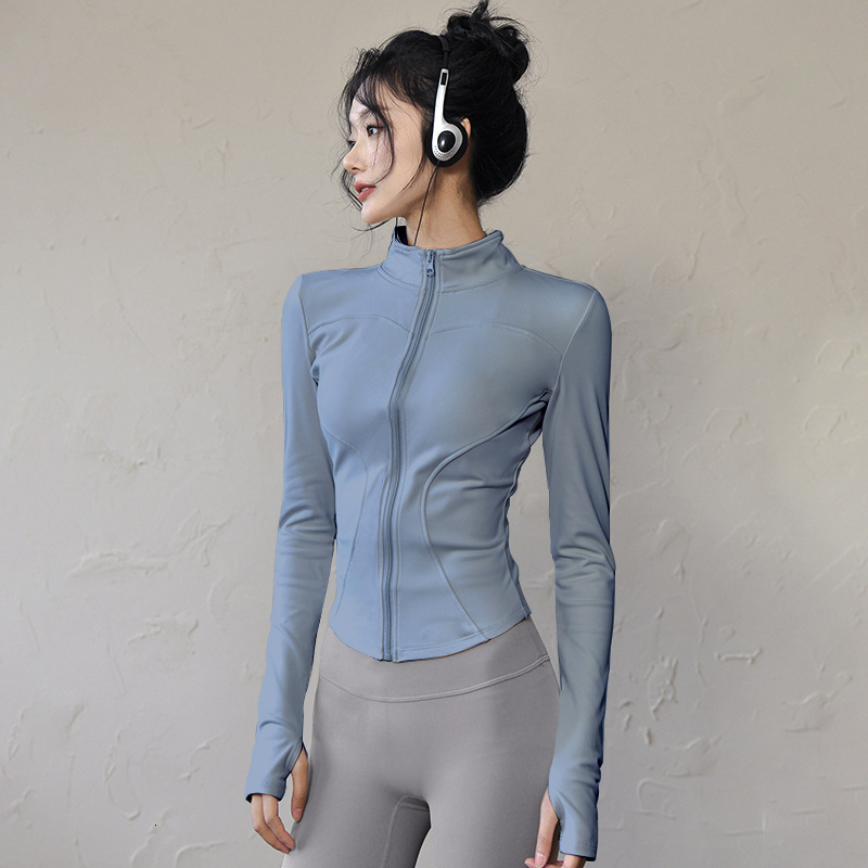 Spring and Autumn Lulu Women's Clothing Sports Top Running Fitness Shirt Long Sleeve Yoga Zipper Jacket