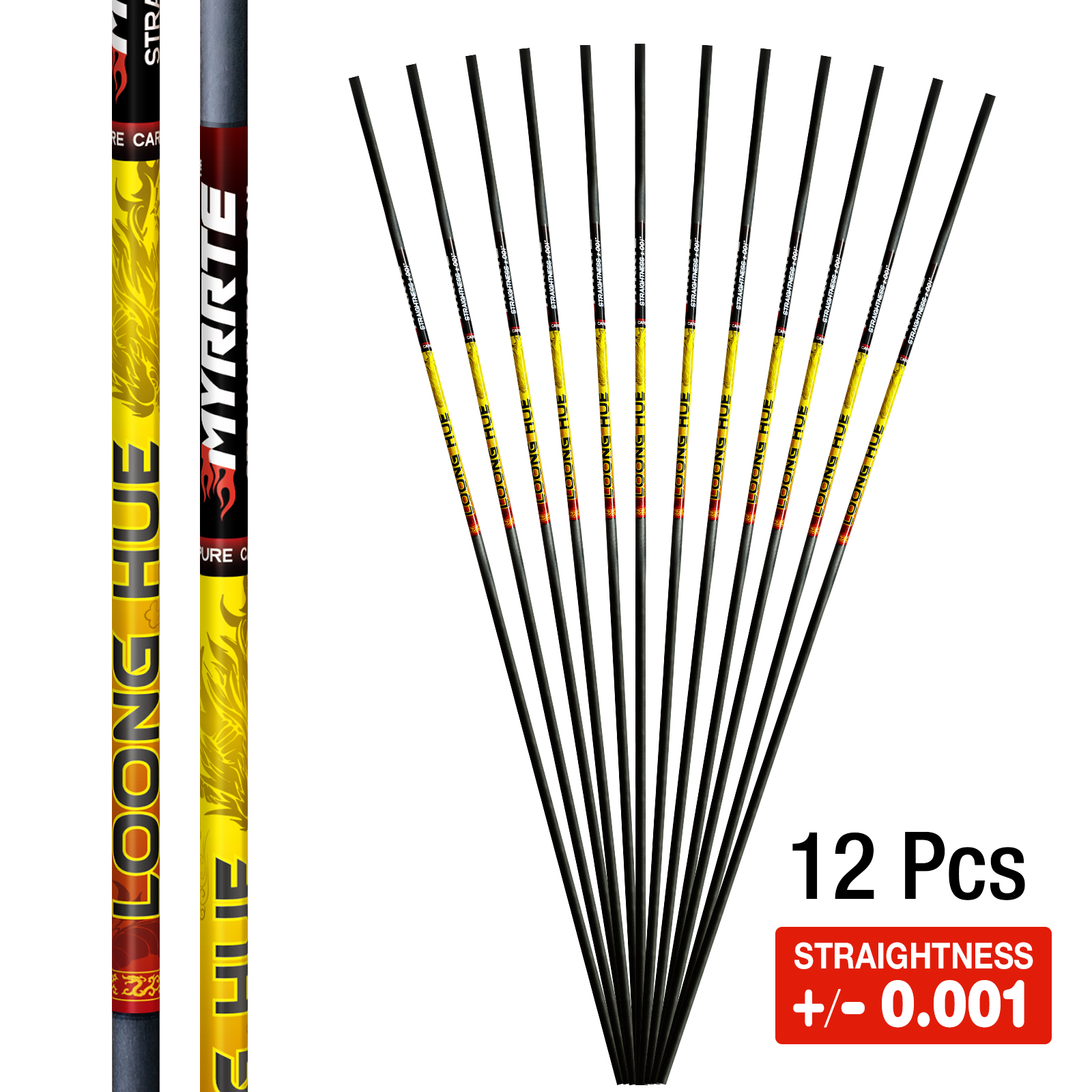 31-inch Carbon Shaft DIY 12Pcs +/-.001 Straightness Spine 350-1500 Pure Carbon Arrow Shaft Arrows Hunting Shooting Shaft Can Be Customized