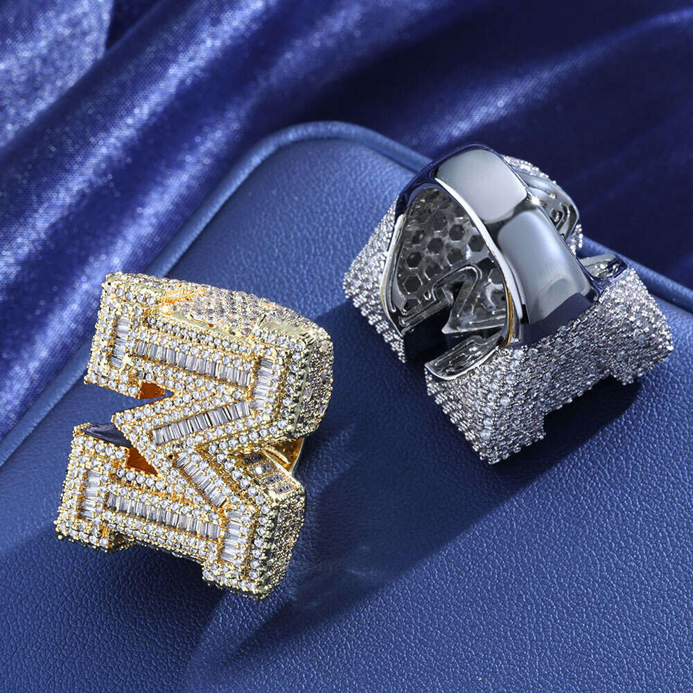 New Hip-Hop Style M-Zircon Letter for Men Trendy Personality Ring d7da