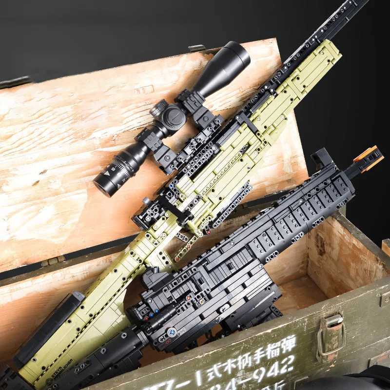 WW2 Creative AWM Sniper Rifle Barrett AKM Building Blocks M24 Military Weapons Series Modle Set Boy Adult Toys Birthday Gifts Y250701