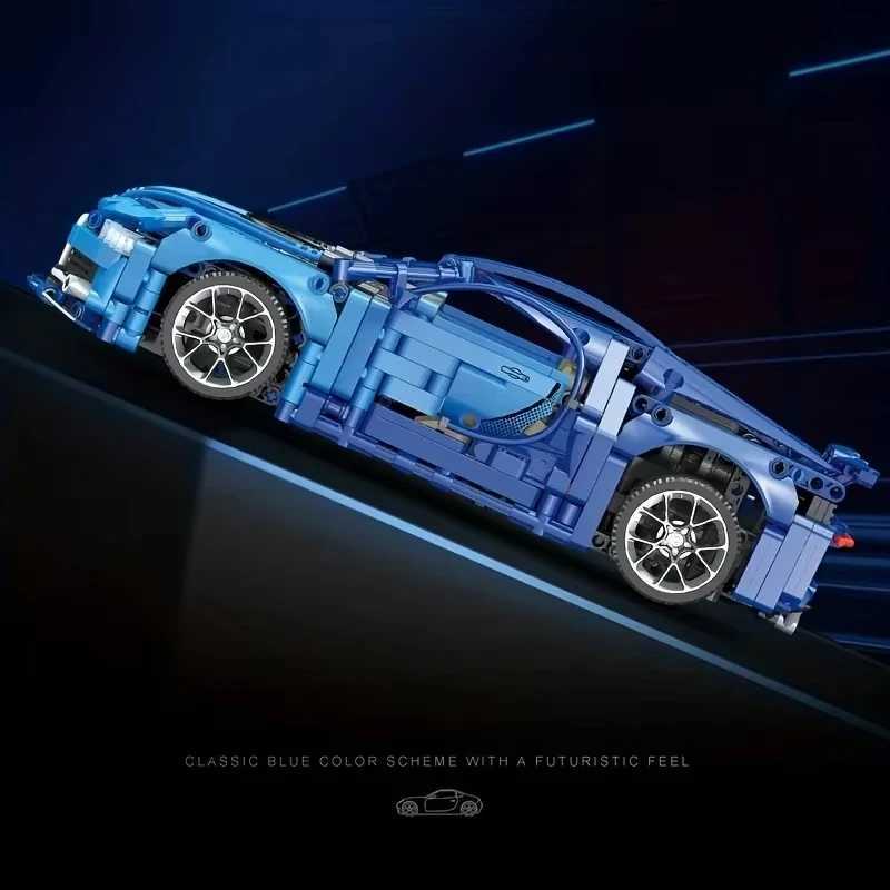 Blue Sports Car MOC Building Blocks Kit 1 14 Scale Sports Car Model Bricks Toys for Boys Children Gifts Y250701