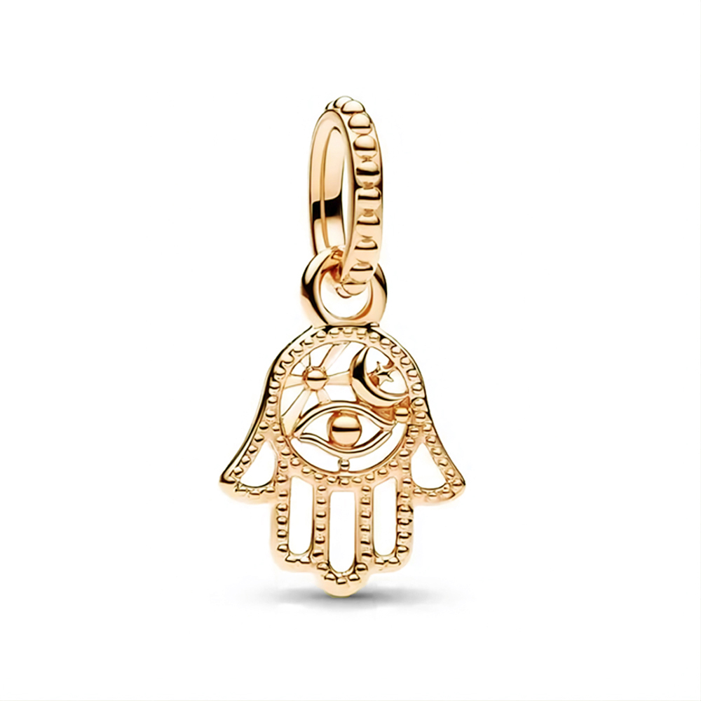 FewDook High Quality Eye, Rays and Crescent Moon Protective Hamsa Hand Dangle Charm Beads Fit Pan Bracelet DIY Women Guardian Force Jewelry Gift 2025