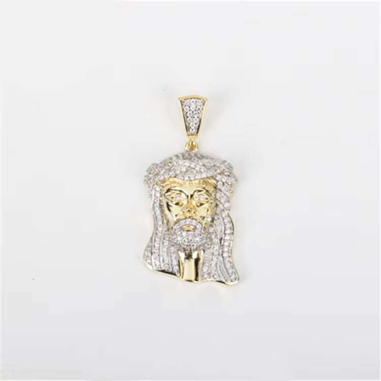 LUCK Hiphop Yellow Gold Color 925 Silver Jewelry Hip Hop Ice Out Gra Vvs Cuban Tennis Necklace Chain Mossanite Jesus Pendant