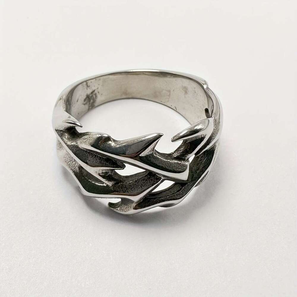 DHCollections Unisex Titanium Steel Geometric Ring - Gun Black Fashion Statement Ring for Men & Women (Size 7-13, 15mm Wide)