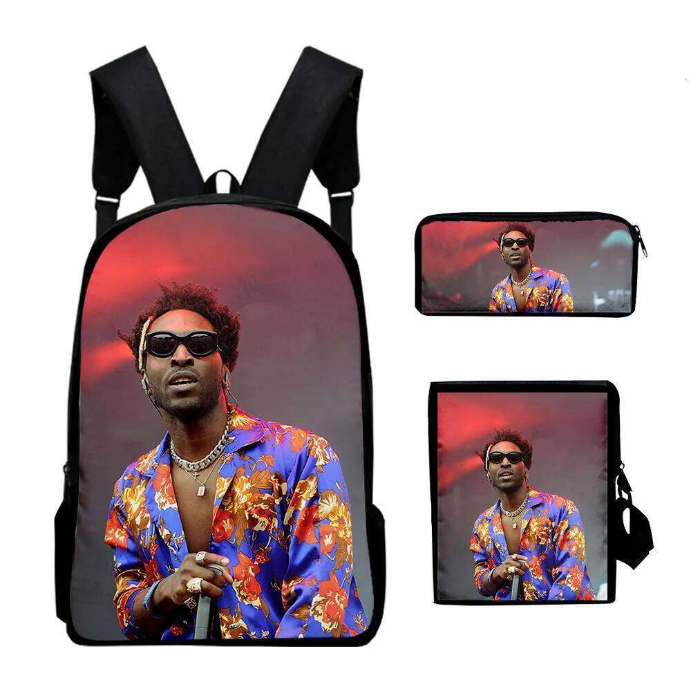 Novelty Peculiar SAINt JHN 3D Print 3pcs/Set pupil School Bags Laptop Daypack Backpack Inclined shoulder bag Pencil Case