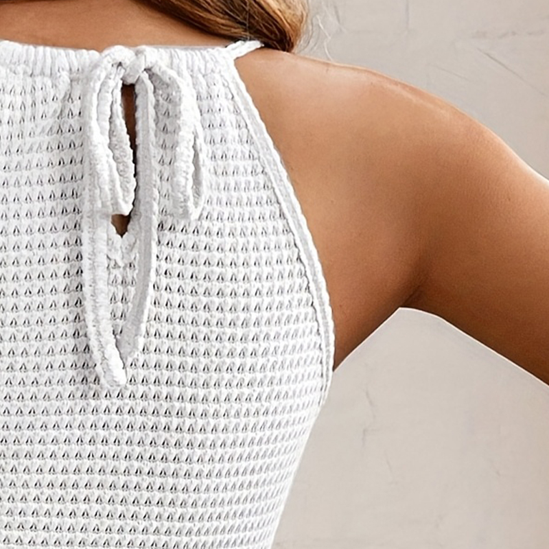 Chic Hollow Out Design Womens Top: Sleeveless Vests With Elegant Halter Neckline For Warm Weather