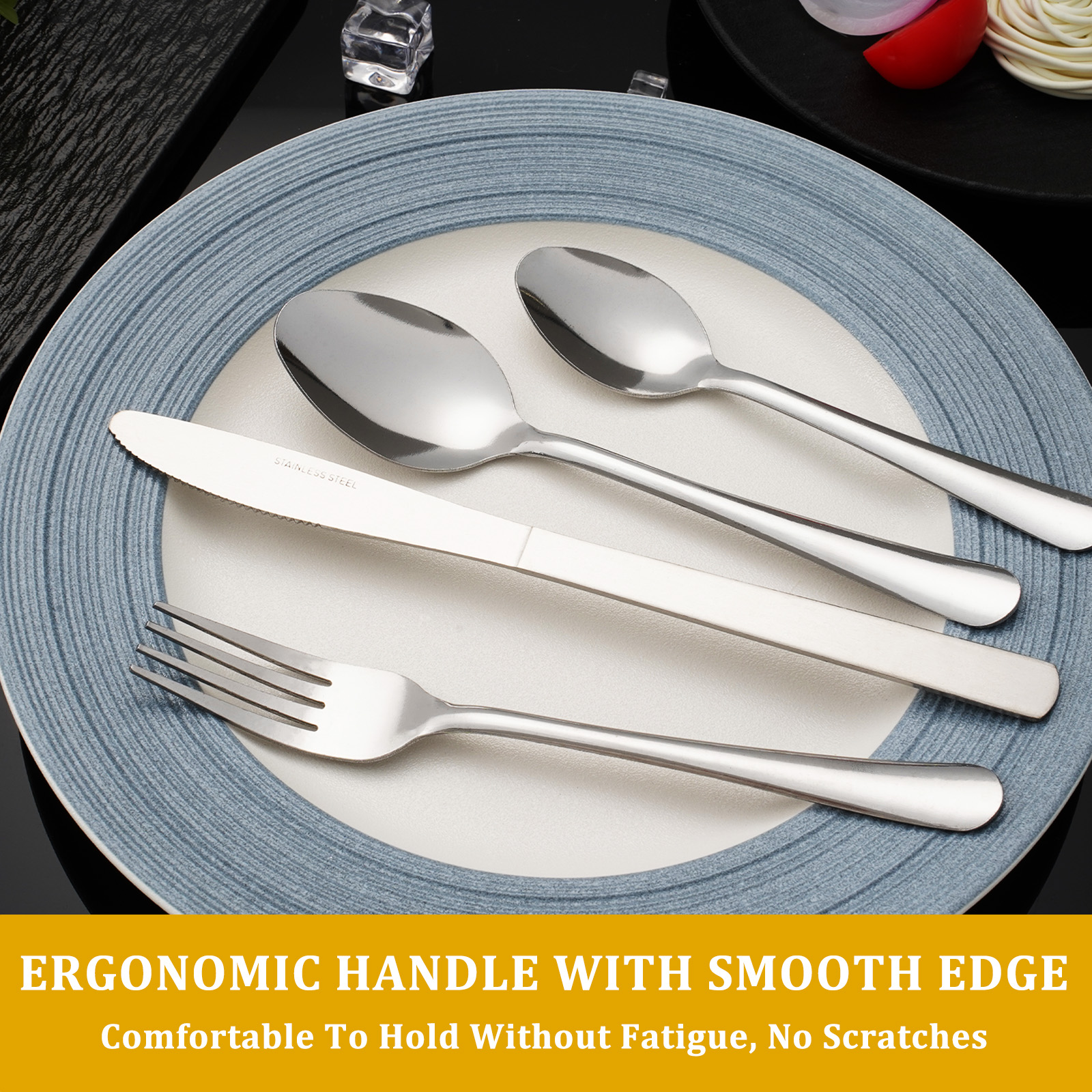Windsor 60pcs Stainless Steel Flatware Set Service for 12, for Hotel/Restaurant/Wedding/Camping/Daily, Dishwasher Safe