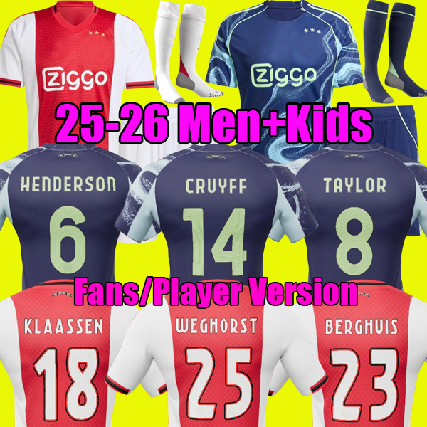 WEGHORST GODTS AFC 25 26 Soccer Jerseys BERGHUIS TAYLOR HENDERSON BROBBEY ajaax 2025 2026 KAPLAN aajax football shirts Ajaox men kids sets CRUYFF jersey Kit shirt 755