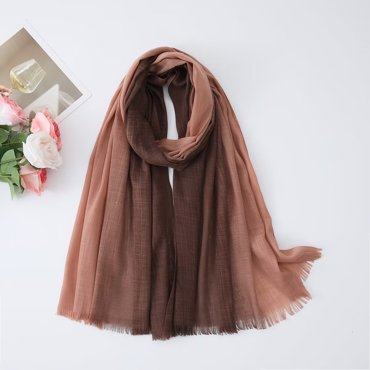 K1210 Two-color bamboo cotton headscarf autumn and winter two-end long scarf Middle Eastern headscarf Arab headscarf shawl wholesale